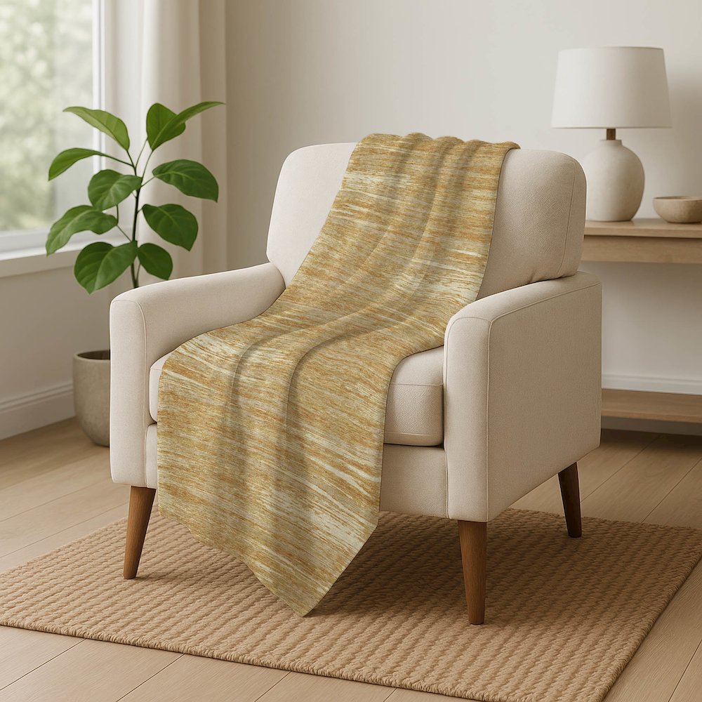 Premium Machine Washable ASB896 Gold 50" x 70" Sherpa Throw Blanket. Picture 5