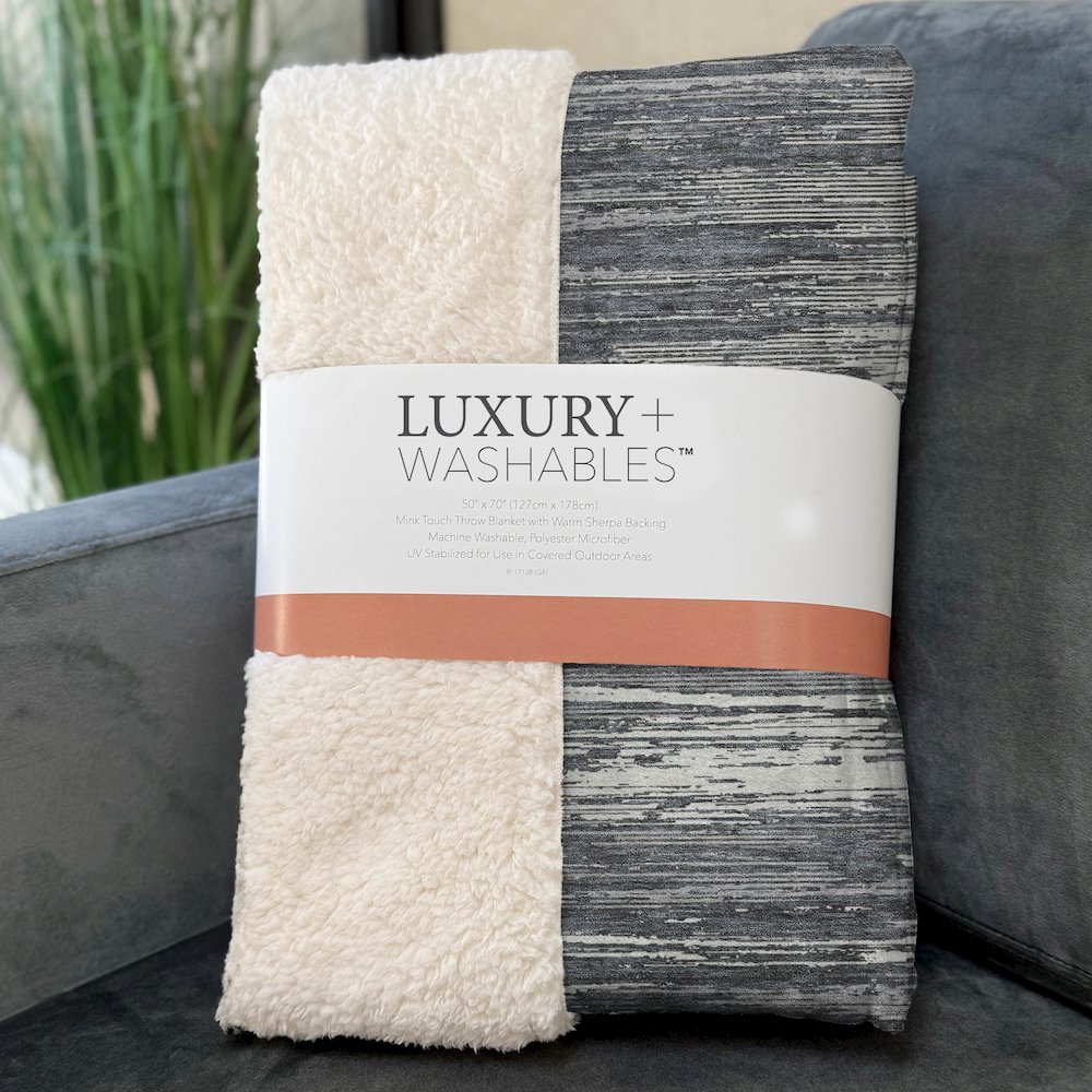 Premium Machine Washable ASB896 Gray 50" x 70" Sherpa Throw Blanket. Picture 3