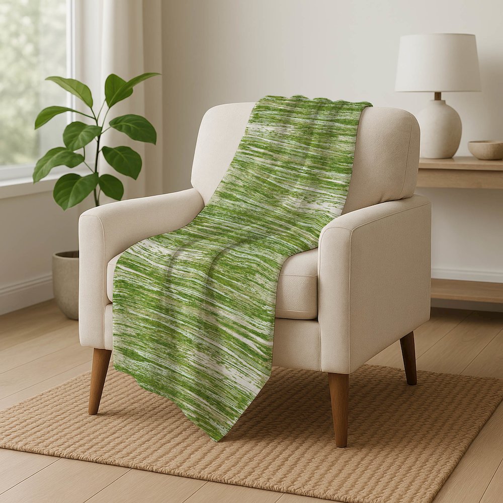 Premium Machine Washable ASB896 Green 50" x 70" Sherpa Throw Blanket. Picture 5