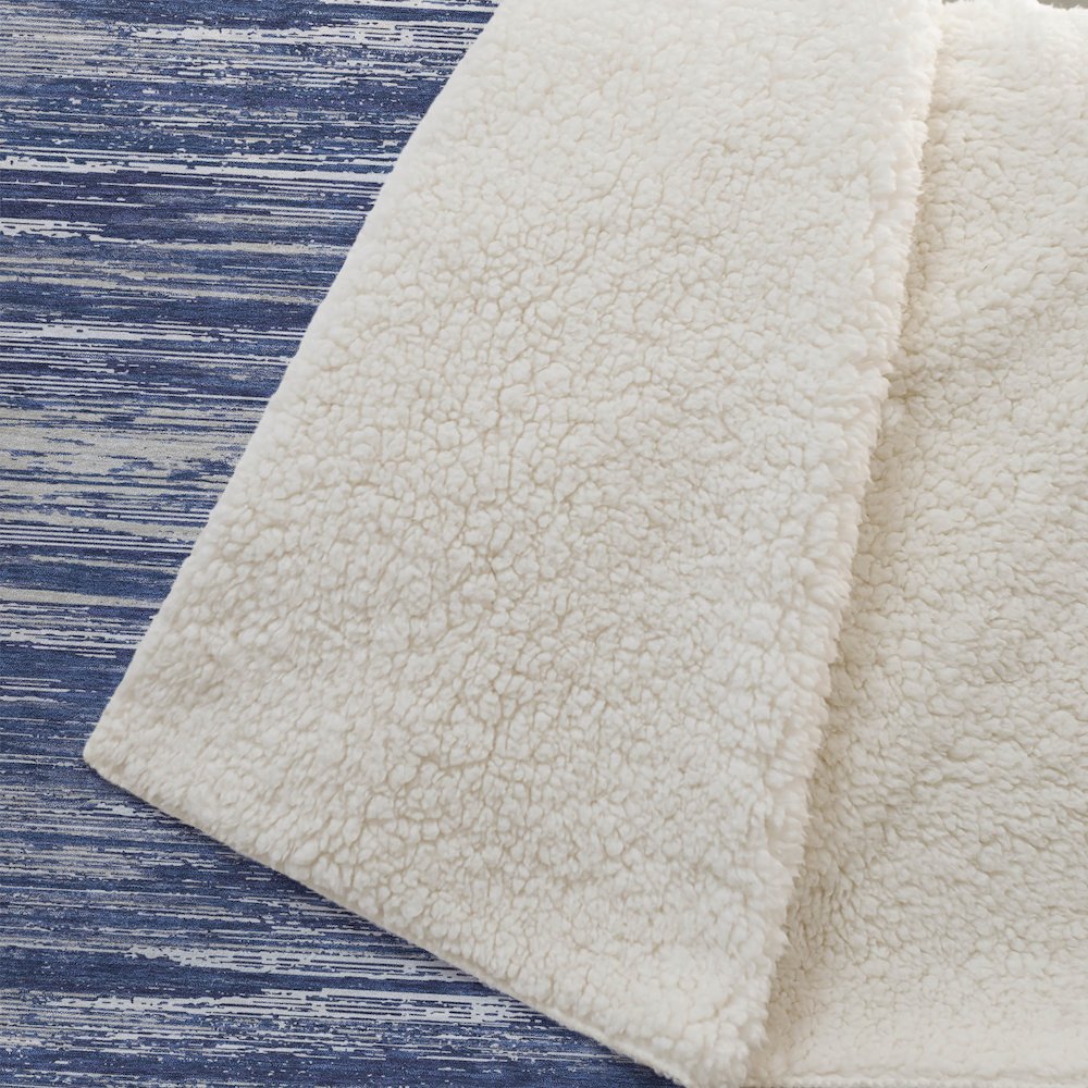 Premium Machine Washable ASB896 Navy 50" x 70" Sherpa Throw Blanket. Picture 2