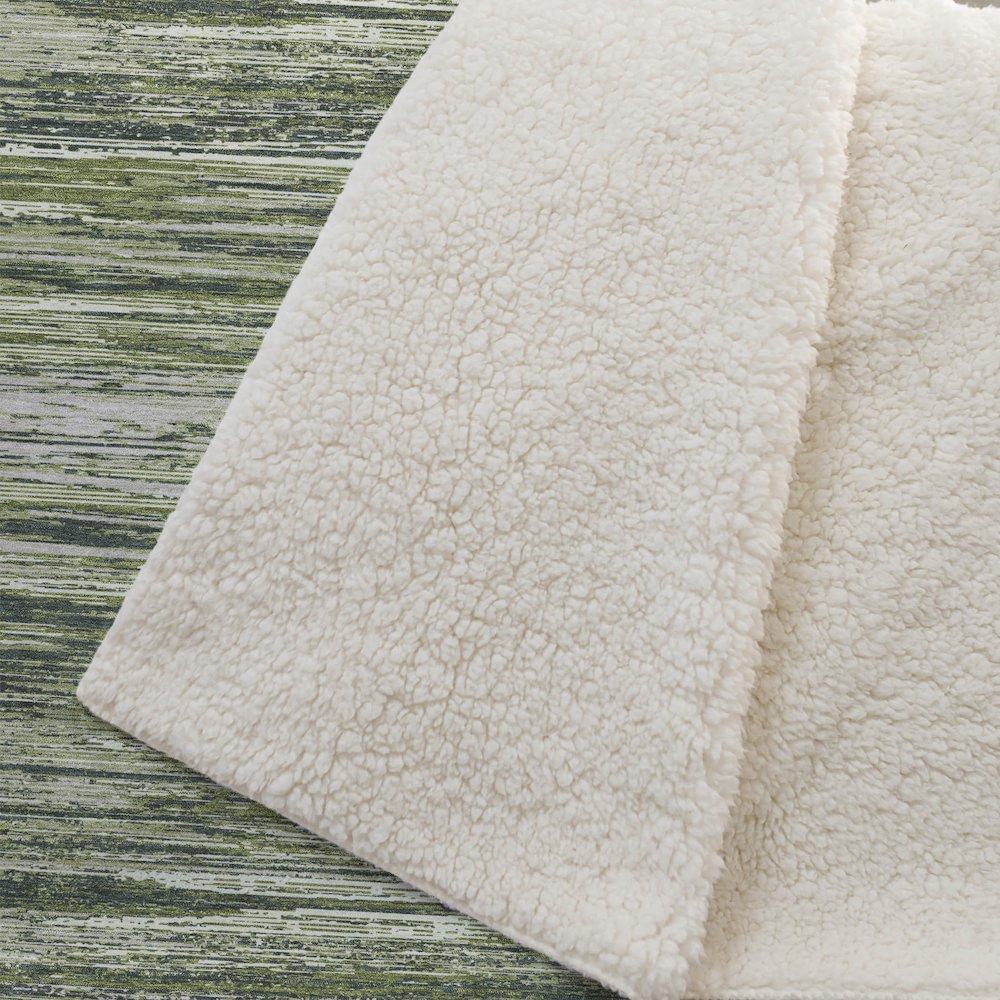 Premium Machine Washable ASB896 Olive 50" x 70" Sherpa Throw Blanket. Picture 2
