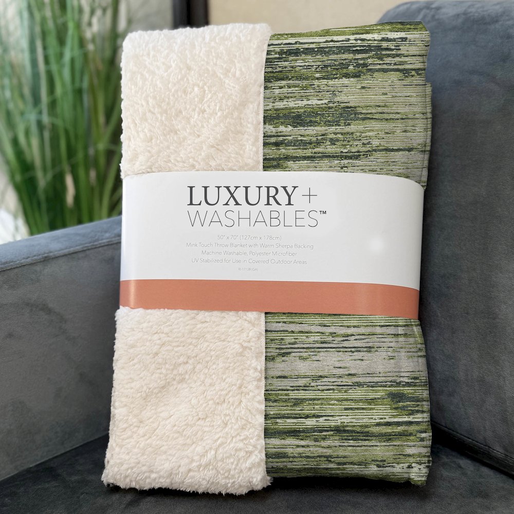 Premium Machine Washable ASB896 Olive 50" x 70" Sherpa Throw Blanket. Picture 3