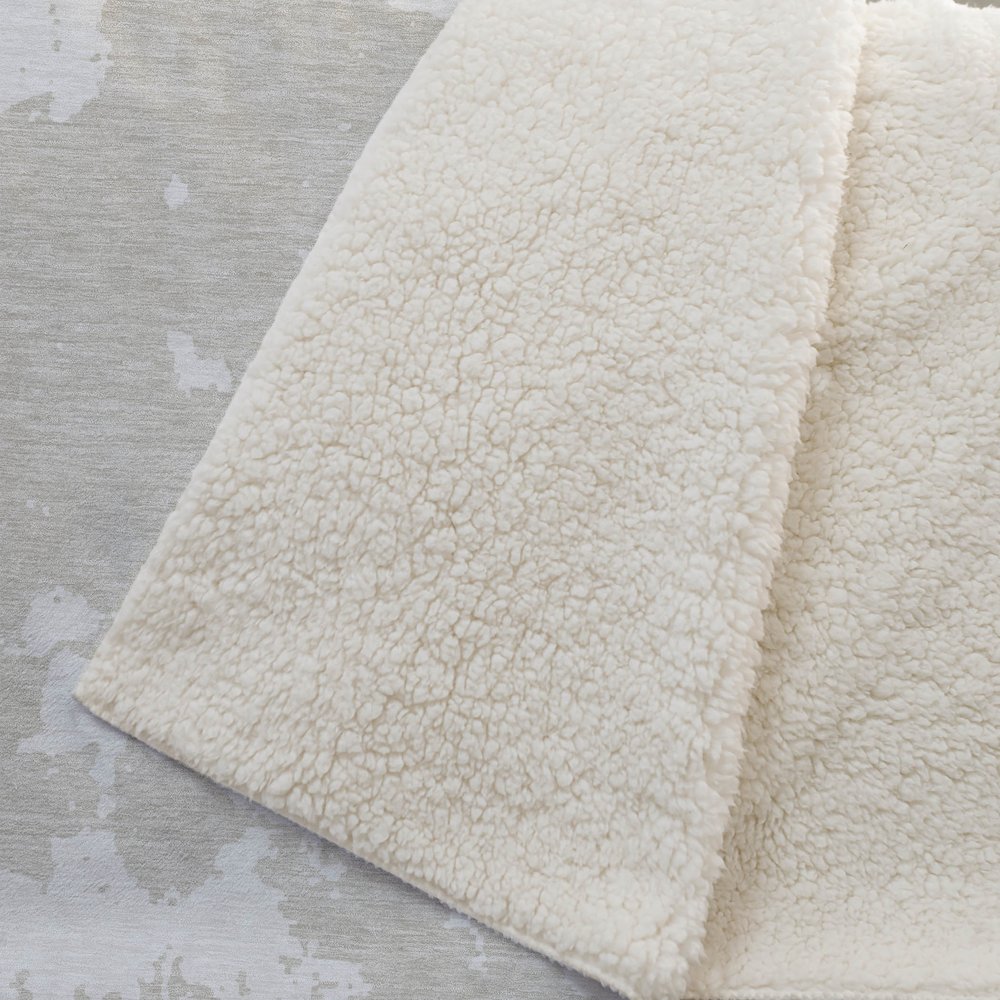 Premium Machine Washable ASB897 Beige 50" x 70" Sherpa Throw Blanket. Picture 2