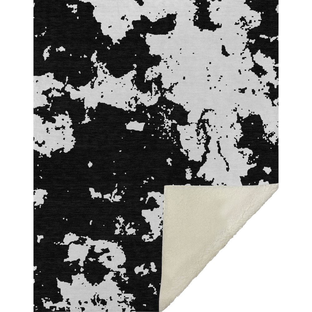 Premium Machine Washable ASB897 Black 50" x 70" Sherpa Throw Blanket. Picture 1