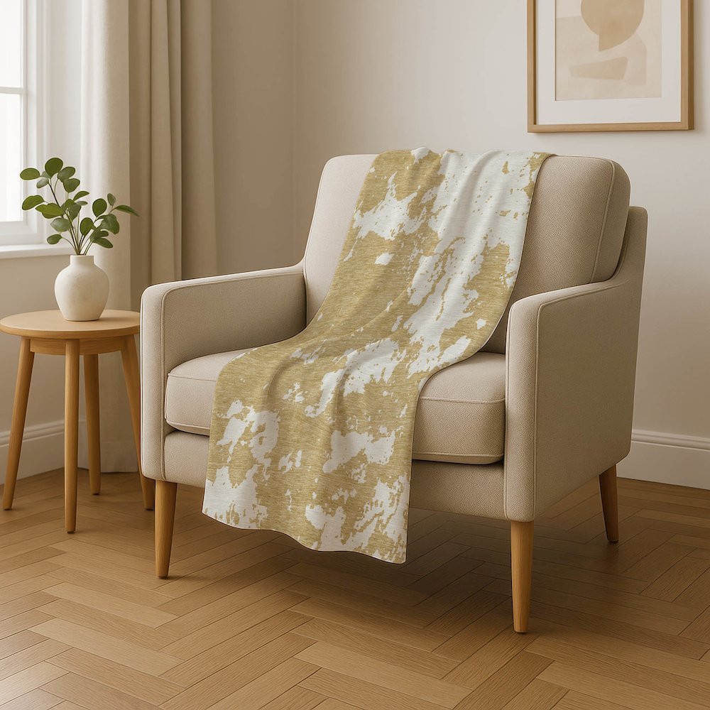 Premium Machine Washable ASB897 Gold 50" x 70" Sherpa Throw Blanket. Picture 4