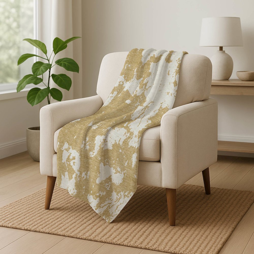 Premium Machine Washable ASB897 Gold 50" x 70" Sherpa Throw Blanket. Picture 5