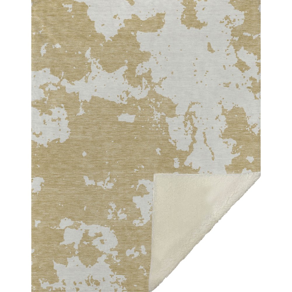 Premium Machine Washable ASB897 Gold 50" x 70" Sherpa Throw Blanket. Picture 1