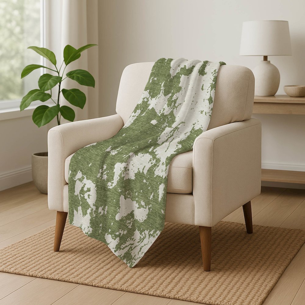 Premium Machine Washable ASB897 Green 50" x 70" Sherpa Throw Blanket. Picture 5