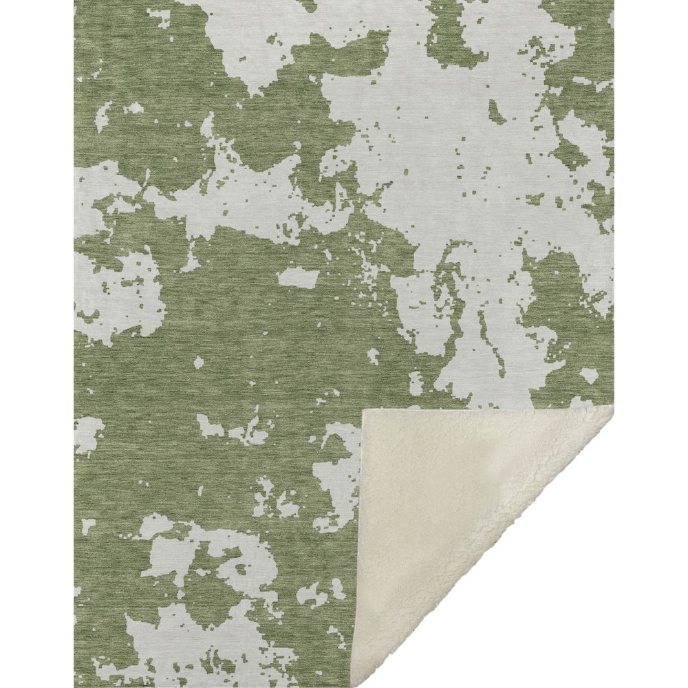 Premium Machine Washable ASB897 Green 50" x 70" Sherpa Throw Blanket. Picture 1