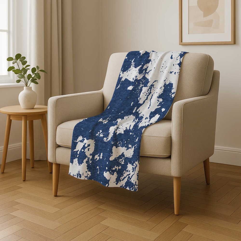 Premium Machine Washable ASB897 Navy 50" x 70" Sherpa Throw Blanket. Picture 4