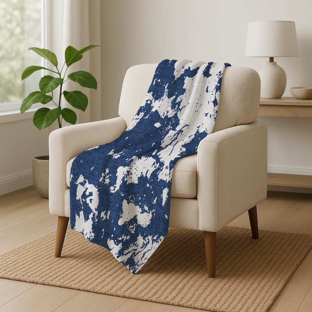 Premium Machine Washable ASB897 Navy 50" x 70" Sherpa Throw Blanket. Picture 5
