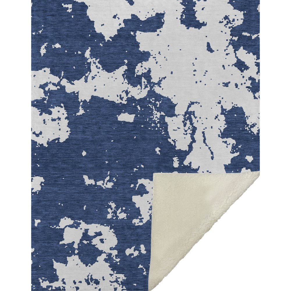 Premium Machine Washable ASB897 Navy 50" x 70" Sherpa Throw Blanket. Picture 1