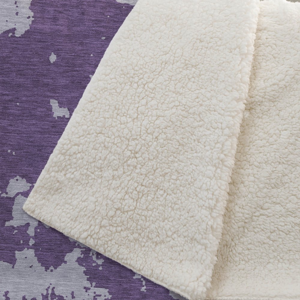 Premium Machine Washable ASB897 Purple 50" x 70" Sherpa Throw Blanket. Picture 2