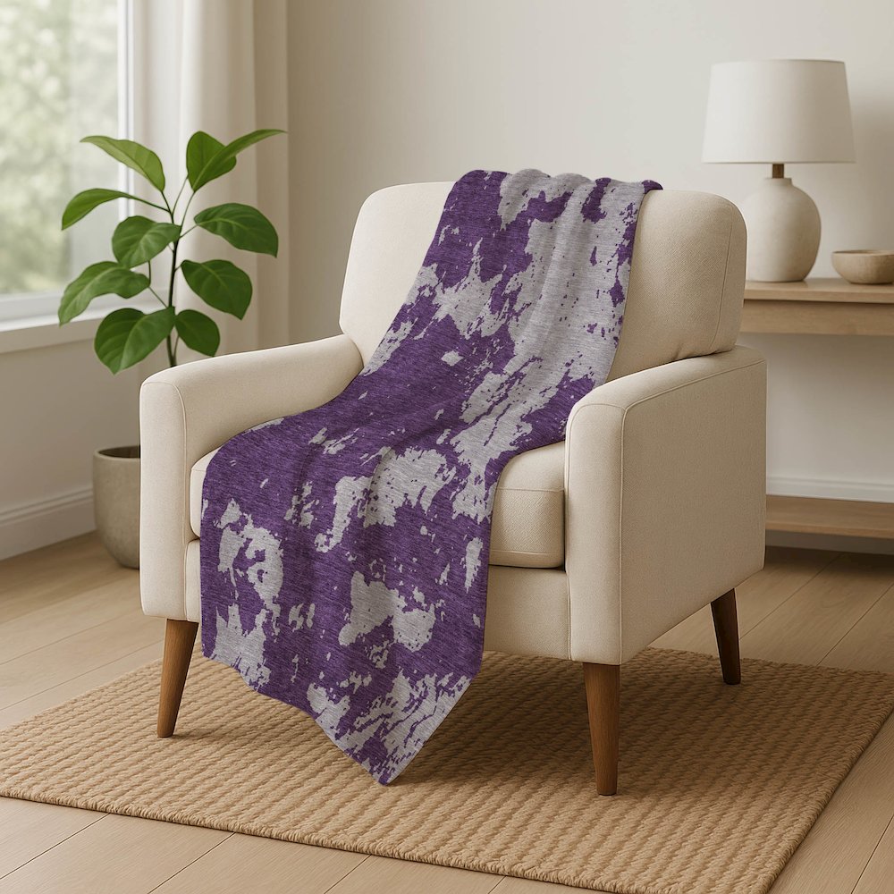 Premium Machine Washable ASB897 Purple 50" x 70" Sherpa Throw Blanket. Picture 5