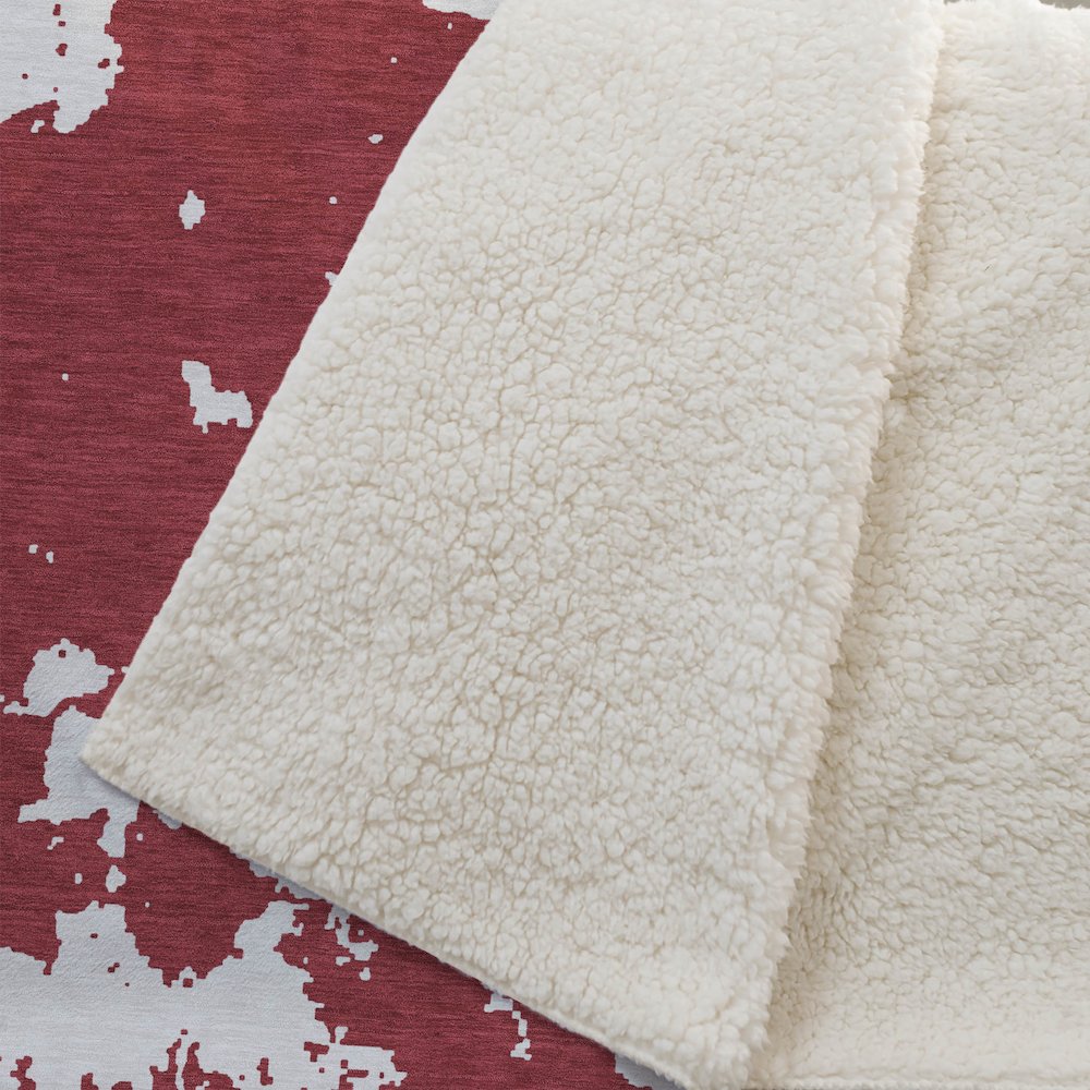 Premium Machine Washable ASB897 Red 50" x 70" Sherpa Throw Blanket. Picture 2