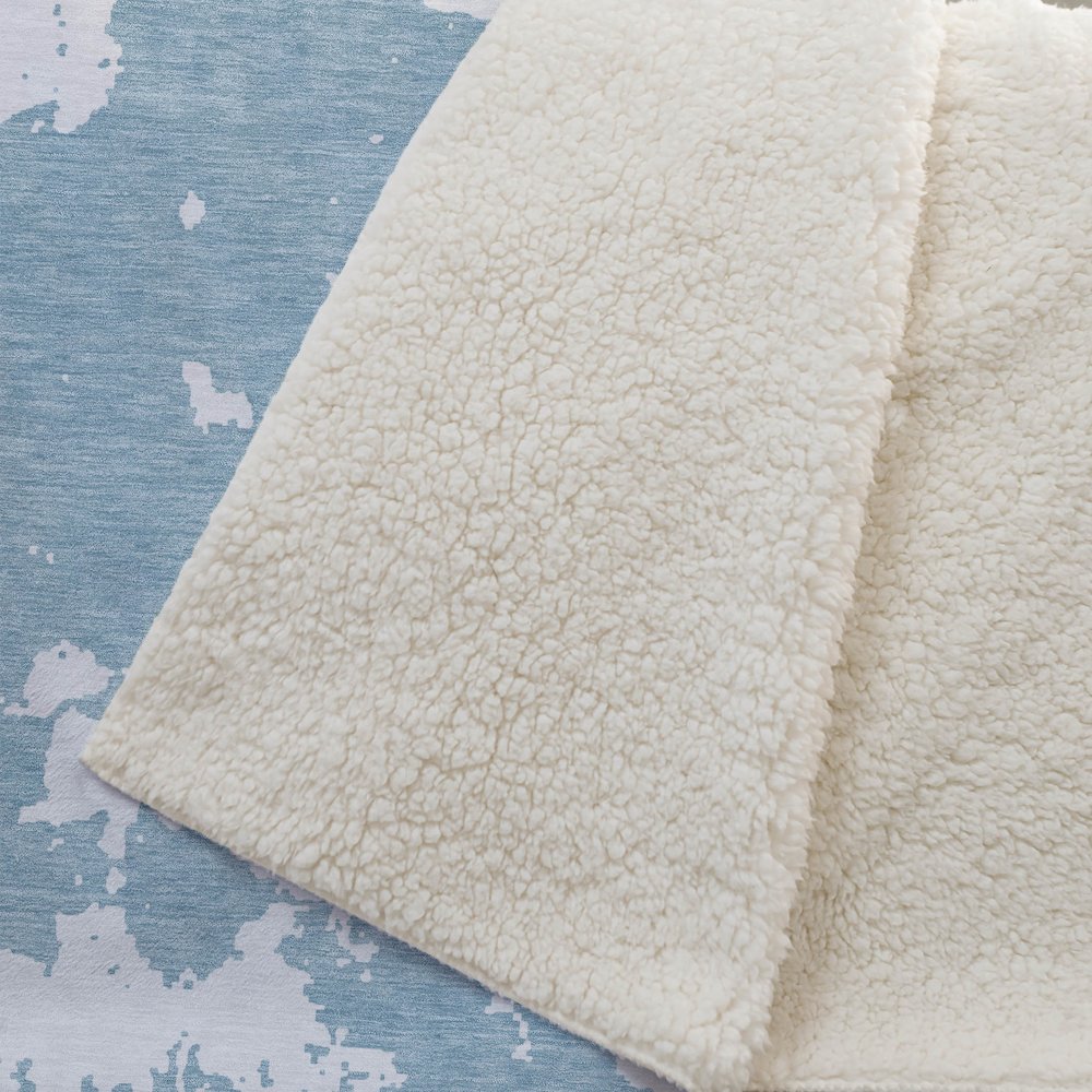 Premium Machine Washable ASB897 Sky 50" x 70" Sherpa Throw Blanket. Picture 2