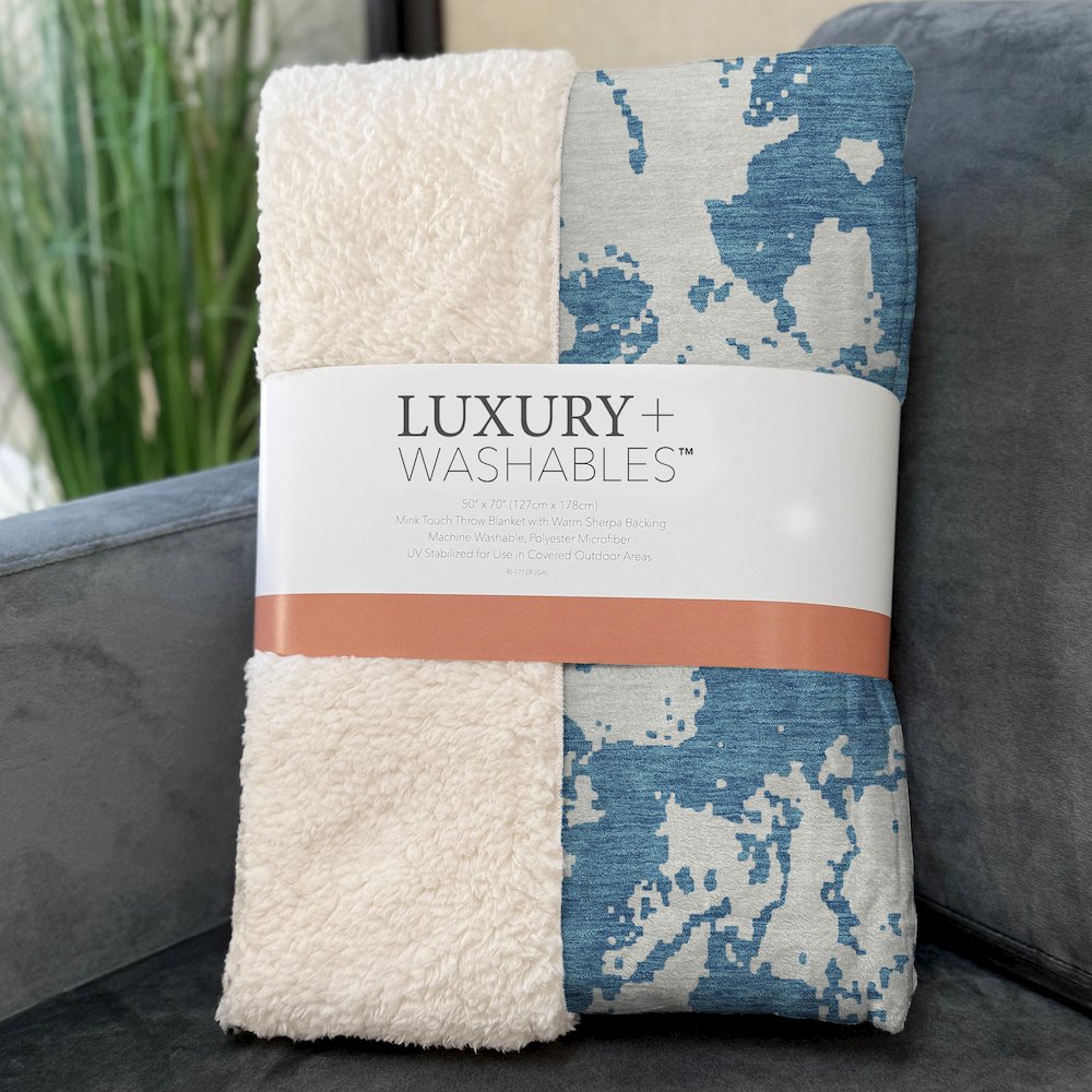 Premium Machine Washable ASB897 Teal 50" x 70" Sherpa Throw Blanket. Picture 3