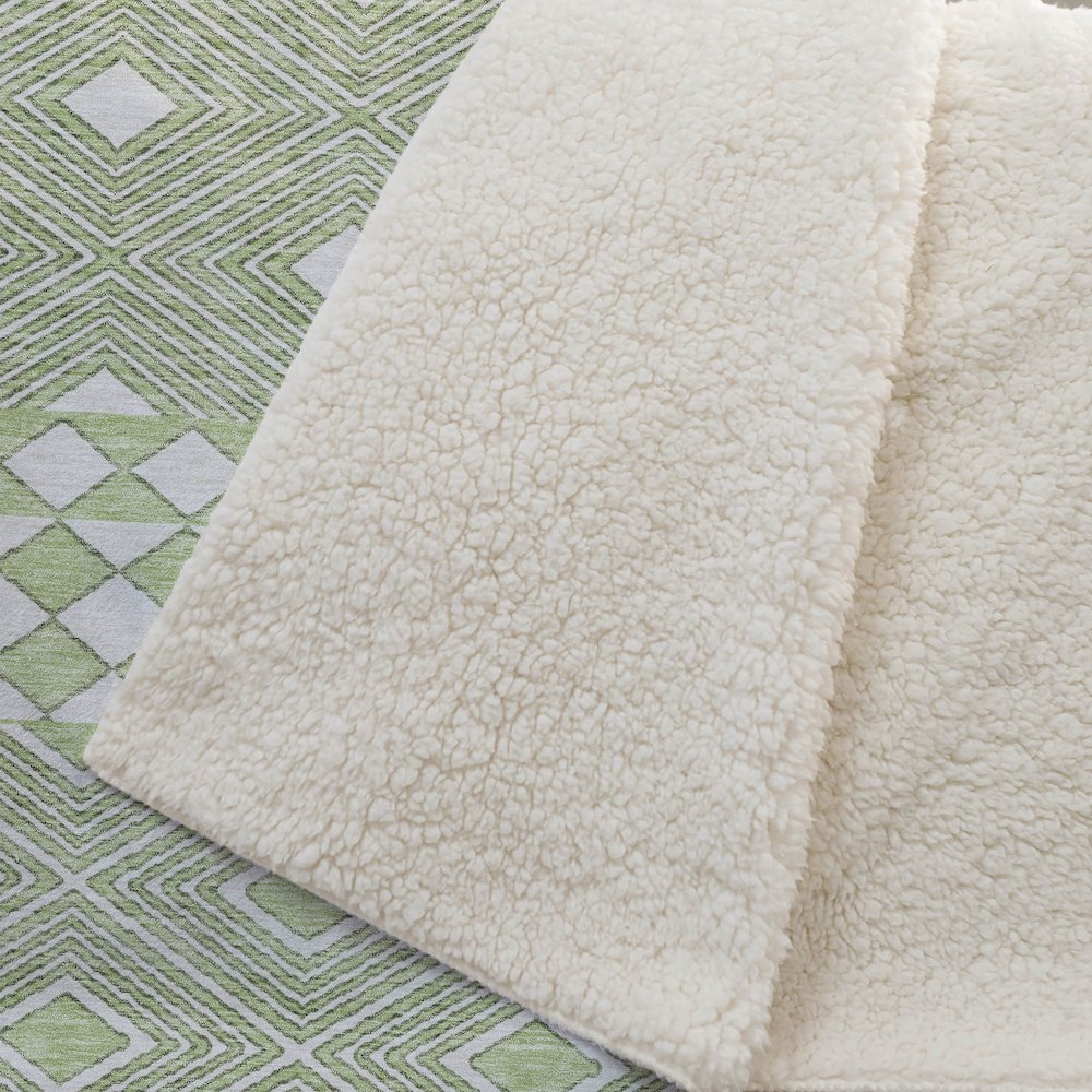 Premium Machine Washable ASB898 Aloe 50" x 70" Sherpa Throw Blanket. Picture 2
