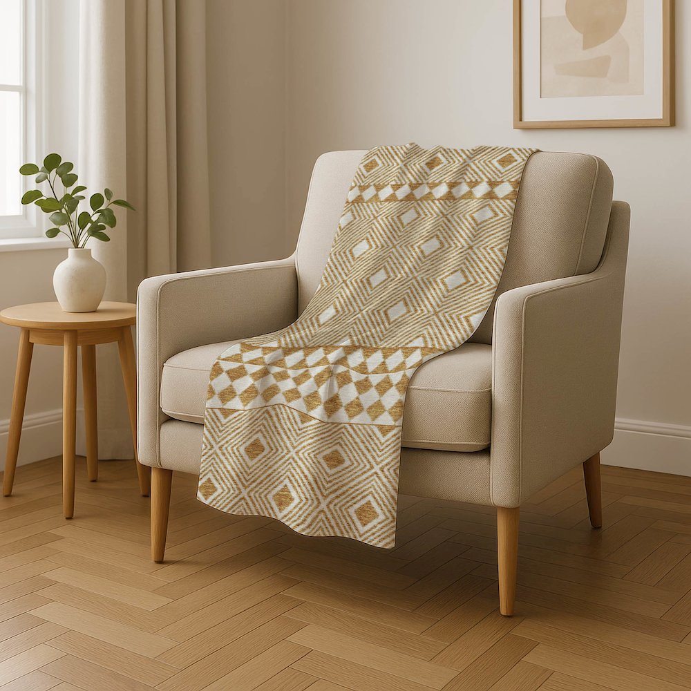 Premium Machine Washable ASB898 Gold 50" x 70" Sherpa Throw Blanket. Picture 4