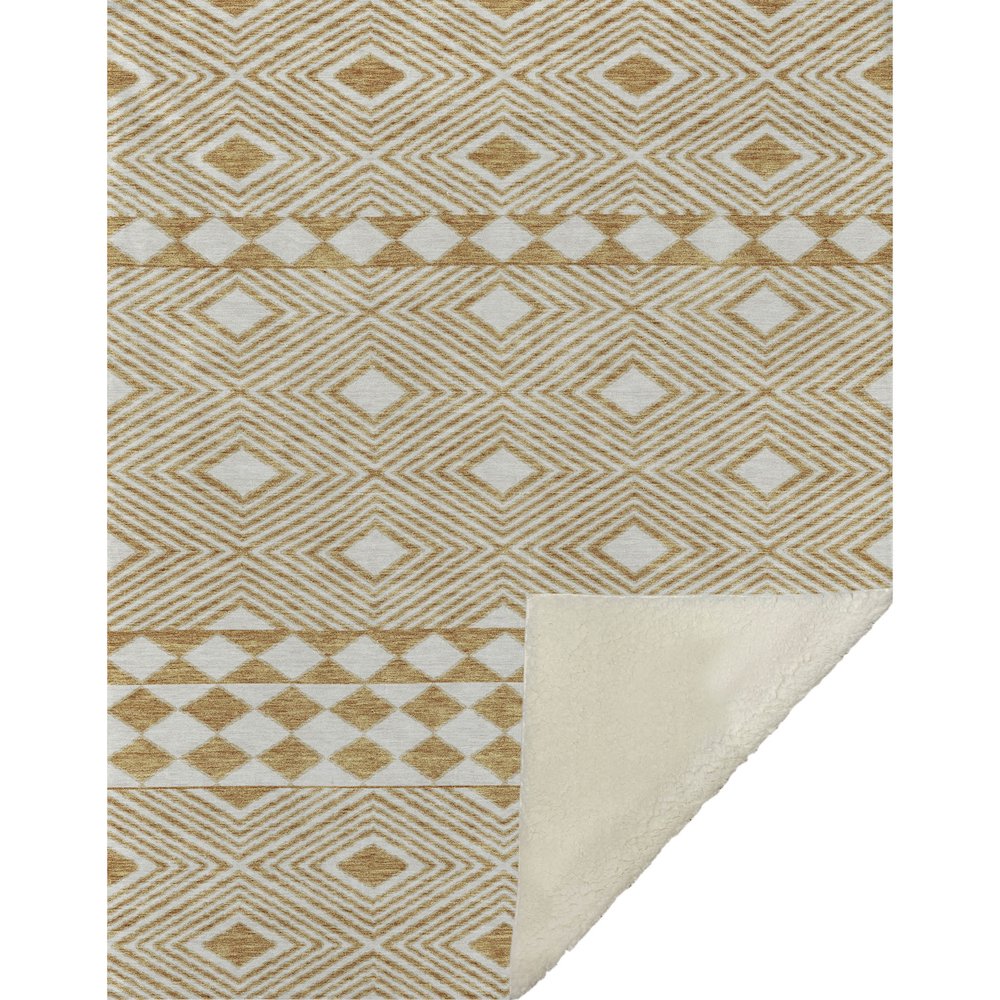 Premium Machine Washable ASB898 Gold 50" x 70" Sherpa Throw Blanket. Picture 1