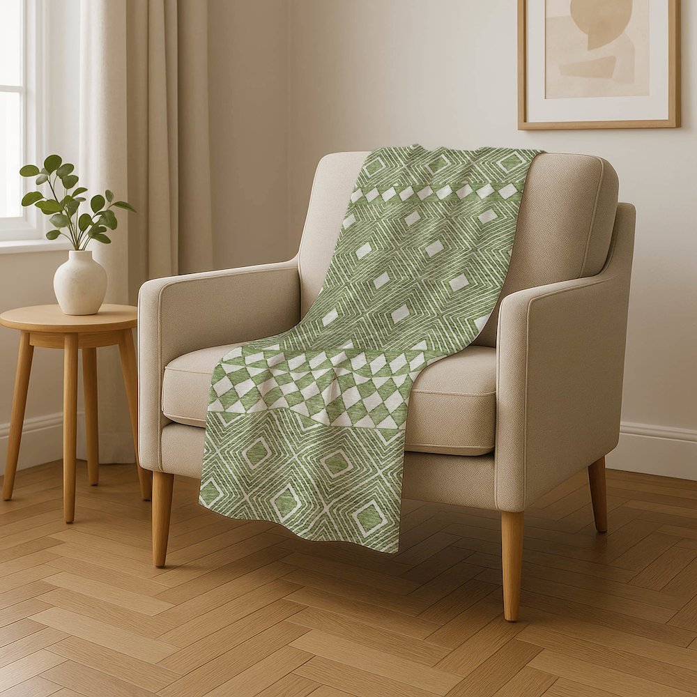 Premium Machine Washable ASB898 Green 50" x 70" Sherpa Throw Blanket. Picture 4