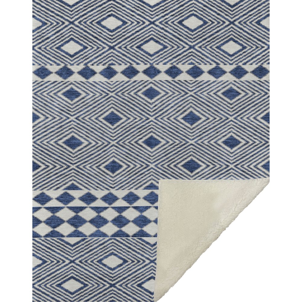 Premium Machine Washable ASB898 Navy 50" x 70" Sherpa Throw Blanket. Picture 1