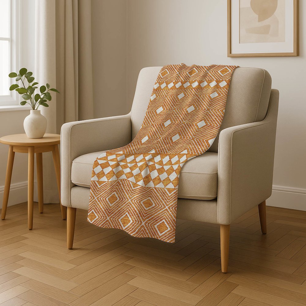 Premium Machine Washable ASB898 Orange 50" x 70" Sherpa Throw Blanket. Picture 4