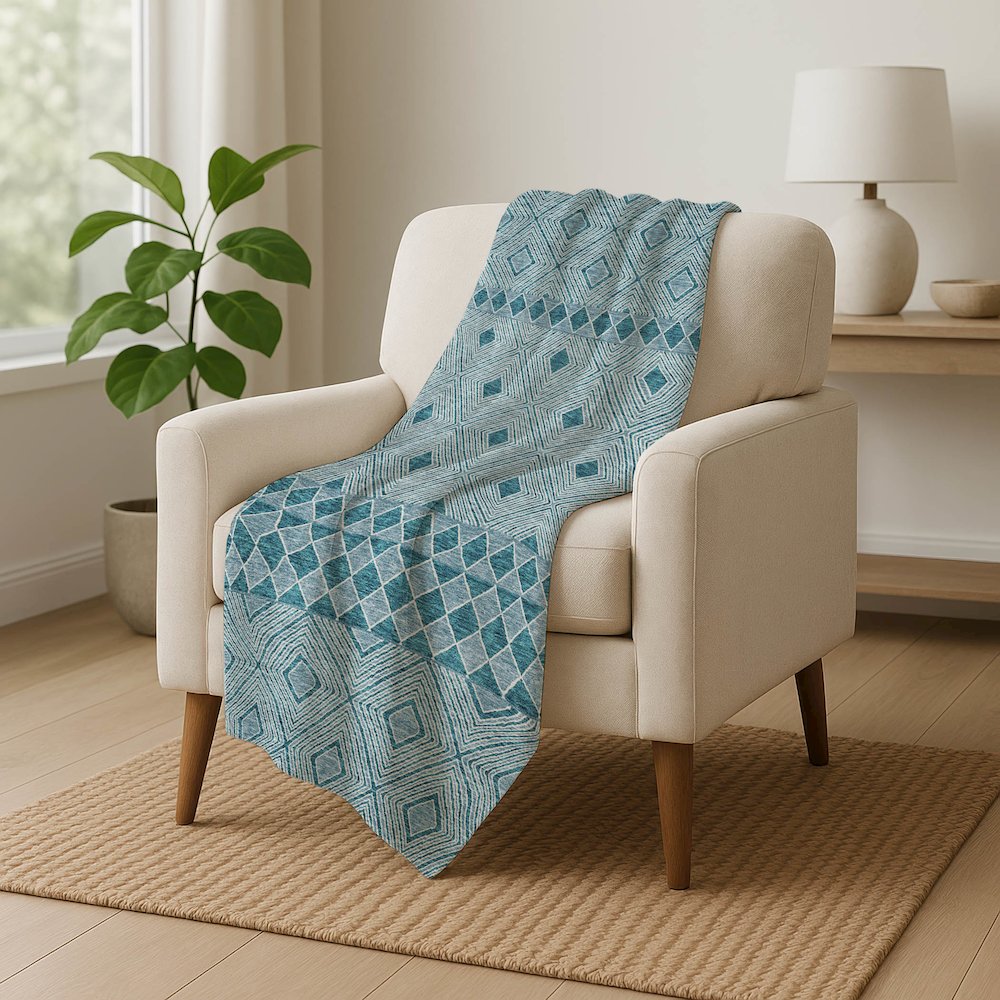 Premium Machine Washable ASB898 Teal 50" x 70" Sherpa Throw Blanket. Picture 5