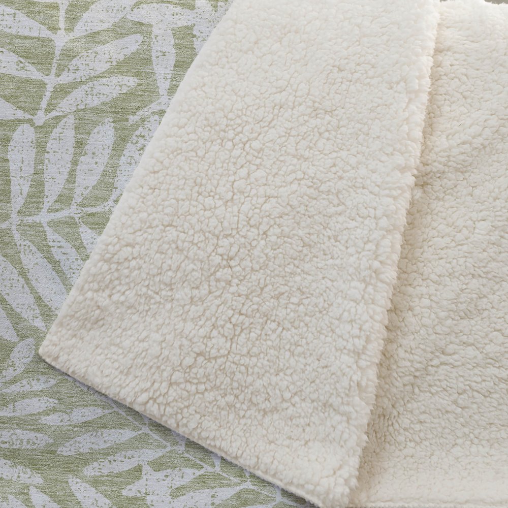 Premium Machine Washable ASB899 Aloe 50" x 70" Sherpa Throw Blanket. Picture 2