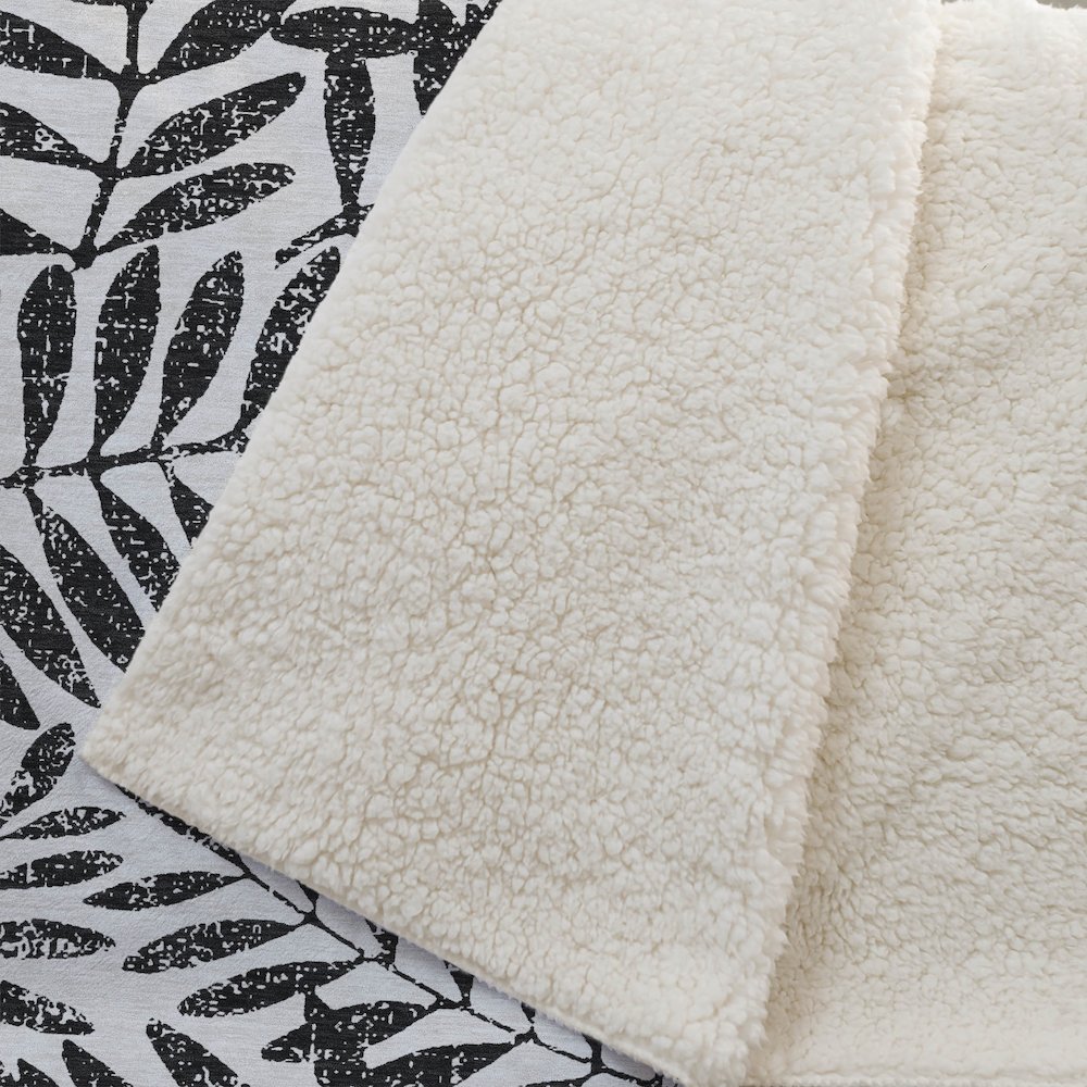 Premium Machine Washable ASB899 Black 50" x 70" Sherpa Throw Blanket. Picture 2