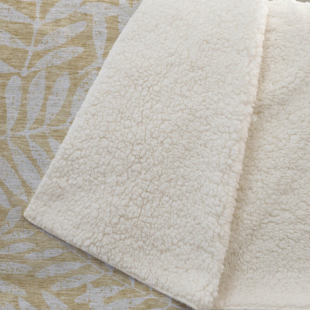 Premium Machine Washable ASB899 Gold 50" x 70" Sherpa Throw Blanket. Picture 2