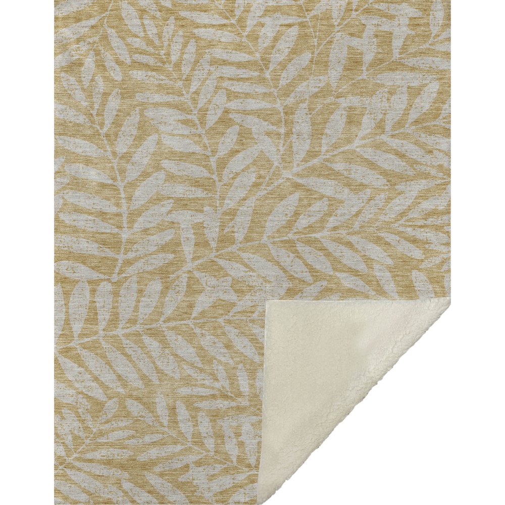 Premium Machine Washable ASB899 Gold 50" x 70" Sherpa Throw Blanket. Picture 1