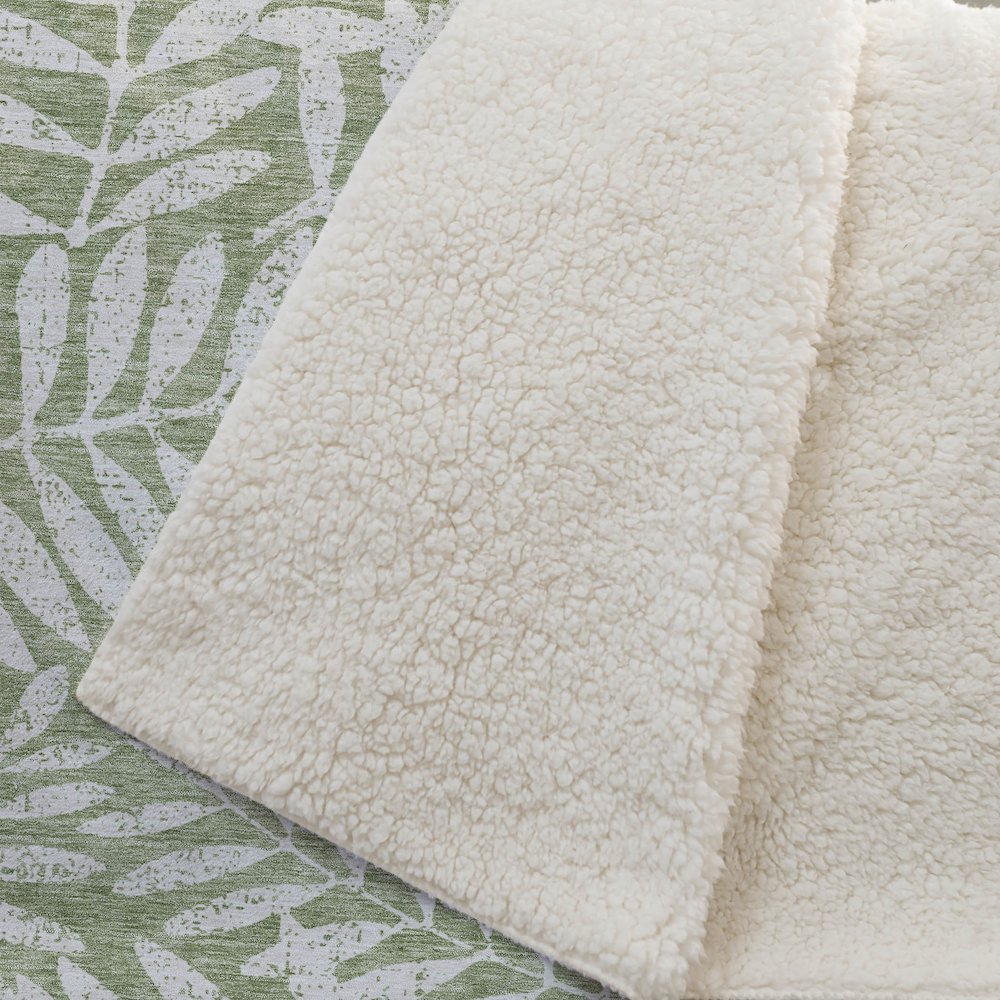 Premium Machine Washable ASB899 Green 50" x 70" Sherpa Throw Blanket. Picture 2