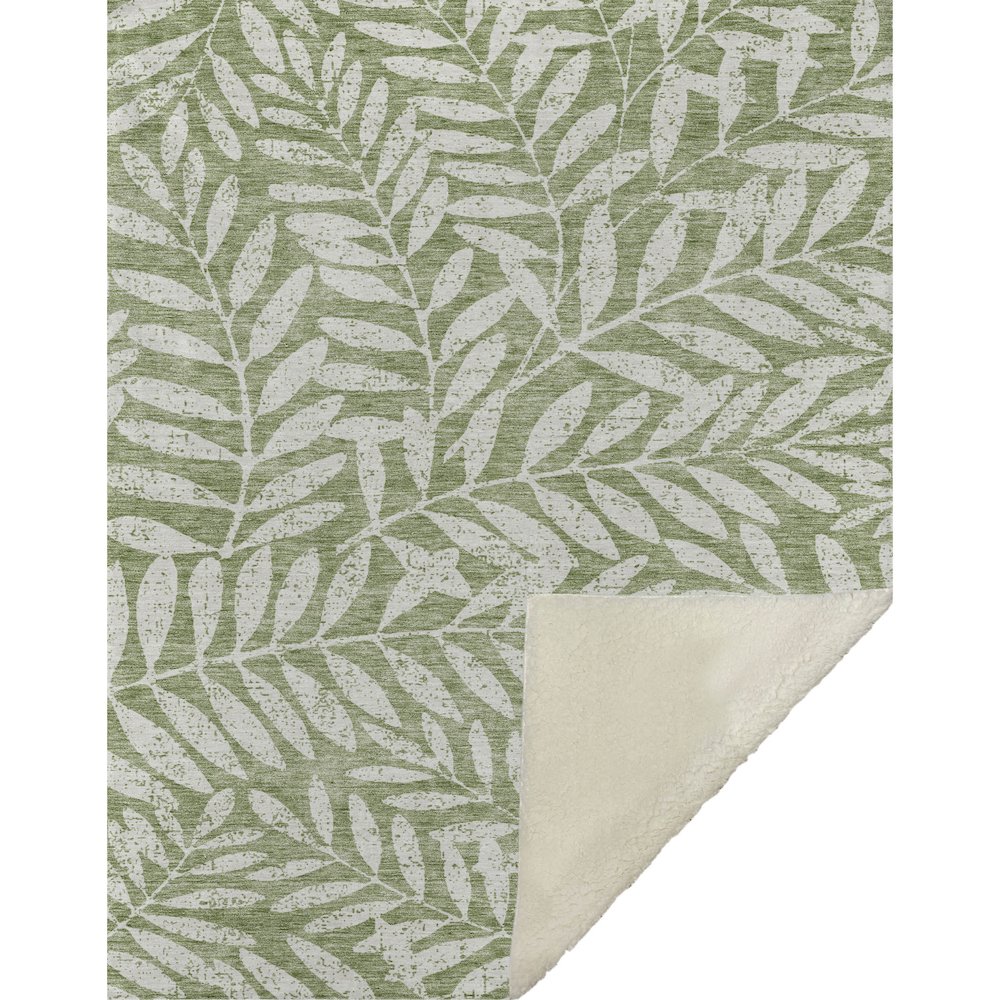 Premium Machine Washable ASB899 Green 50" x 70" Sherpa Throw Blanket. Picture 1