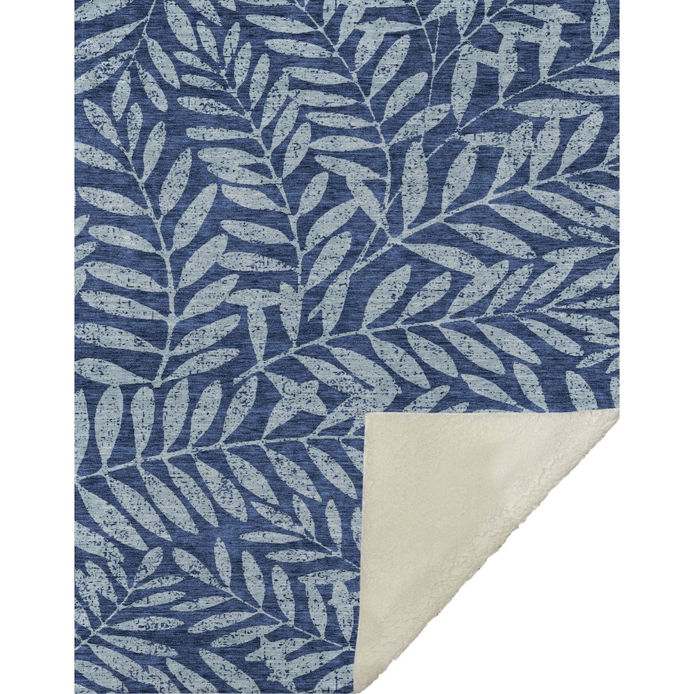 Premium Machine Washable ASB899 Navy 50" x 70" Sherpa Throw Blanket. Picture 1