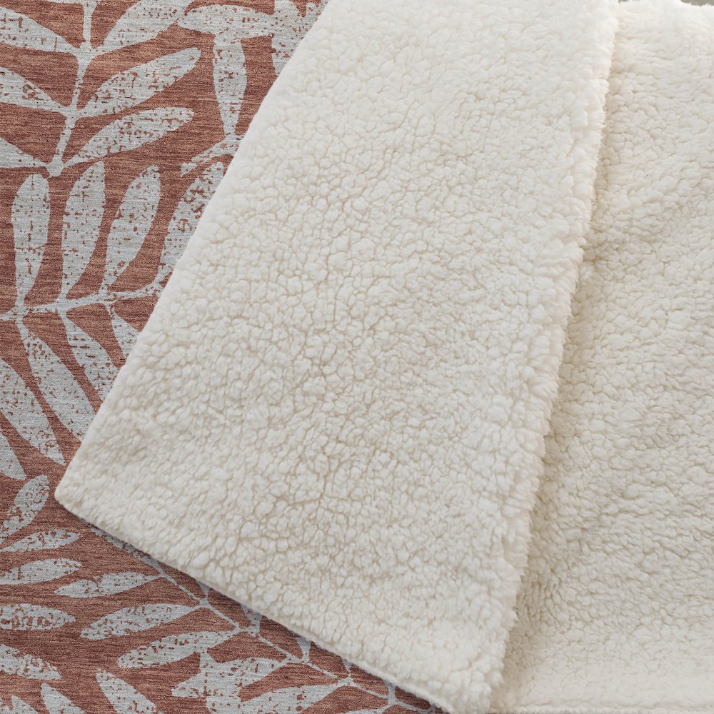 Premium Machine Washable ASB899 Paprika 50" x 70" Sherpa Throw Blanket. Picture 2
