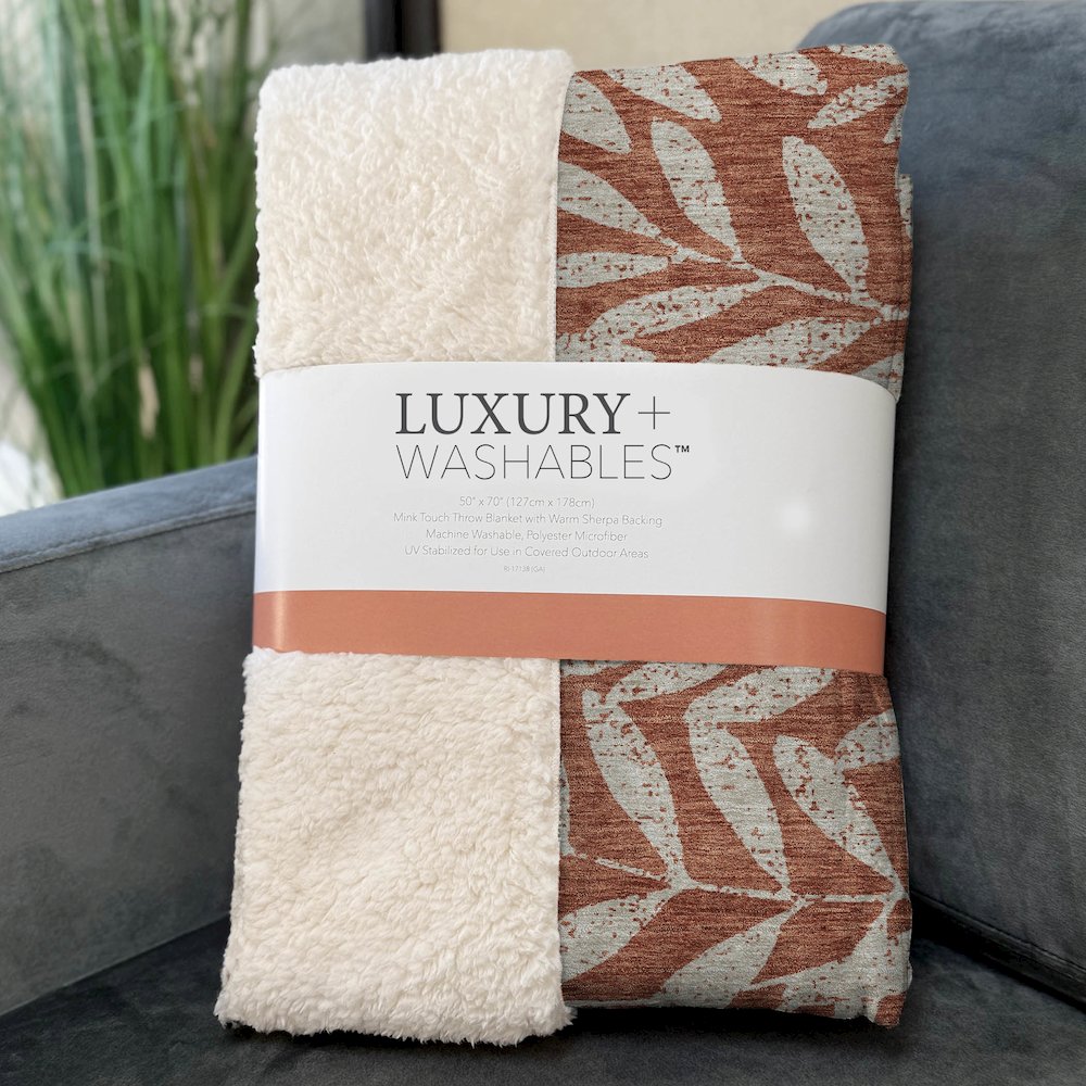 Premium Machine Washable ASB899 Paprika 50" x 70" Sherpa Throw Blanket. Picture 3