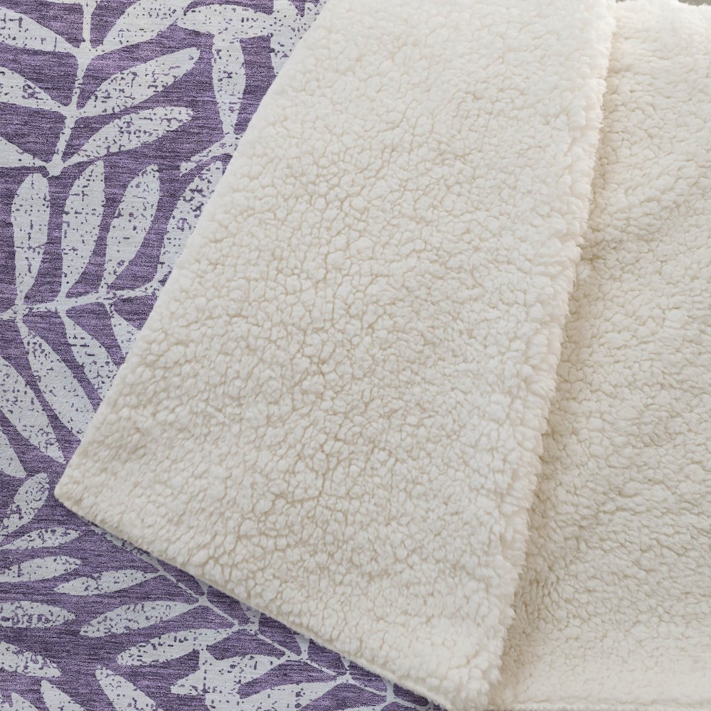Premium Machine Washable ASB899 Purple 50" x 70" Sherpa Throw Blanket. Picture 2