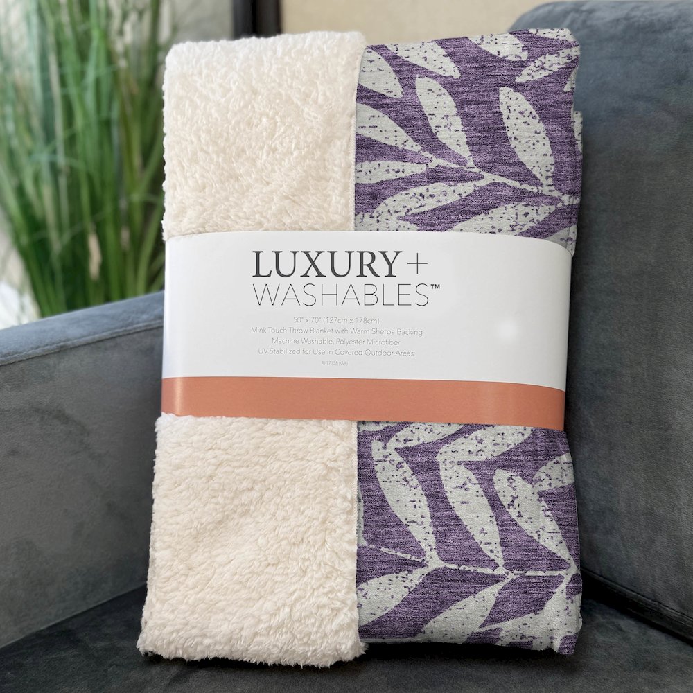 Premium Machine Washable ASB899 Purple 50" x 70" Sherpa Throw Blanket. Picture 3