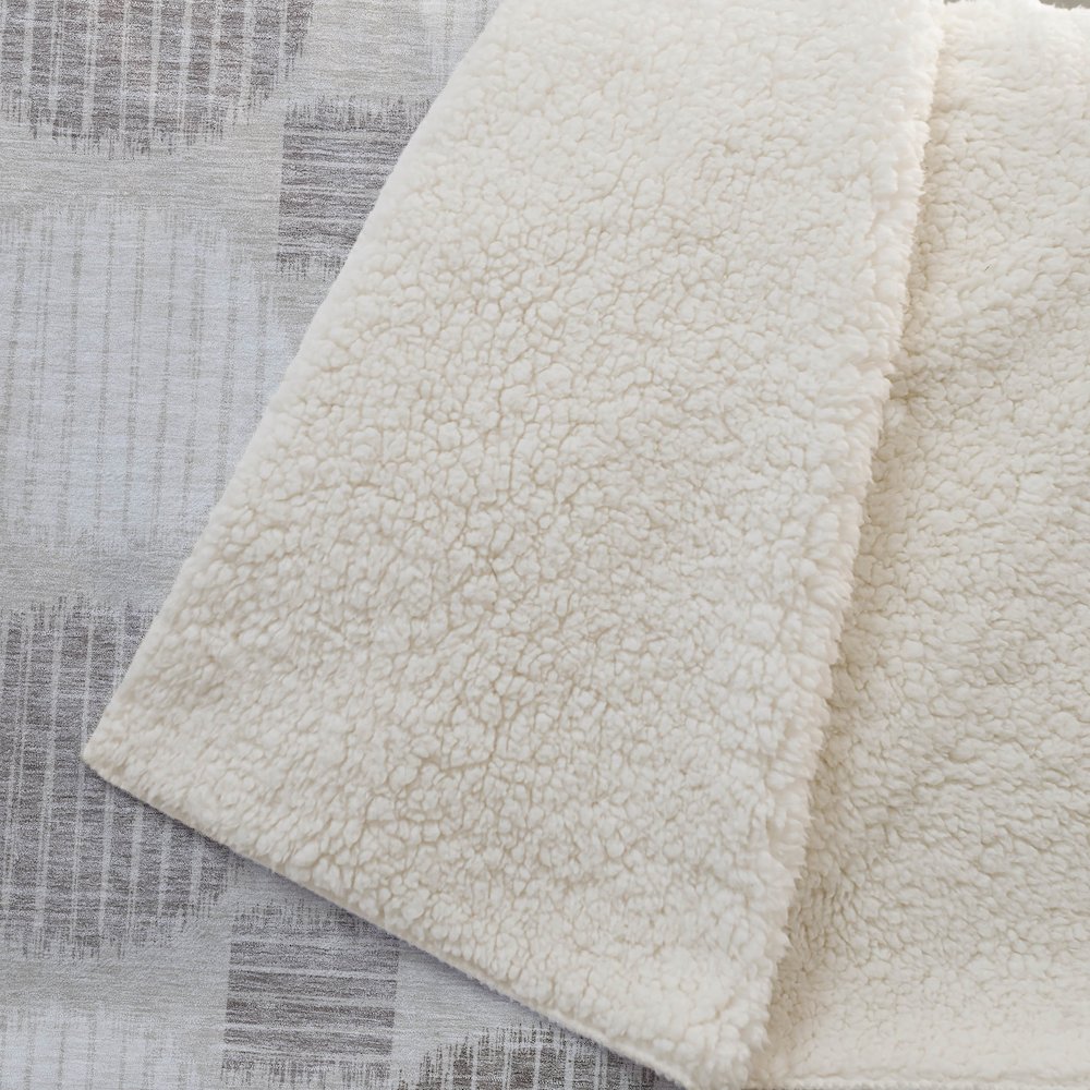 Premium Machine Washable ASB900 Beige 50" x 70" Sherpa Throw Blanket. Picture 2