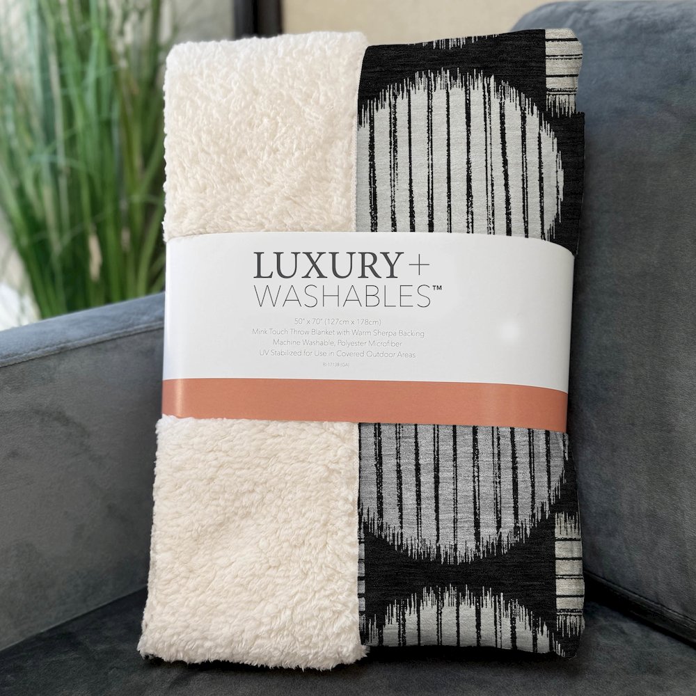 Premium Machine Washable ASB900 Black 50" x 70" Sherpa Throw Blanket. Picture 3