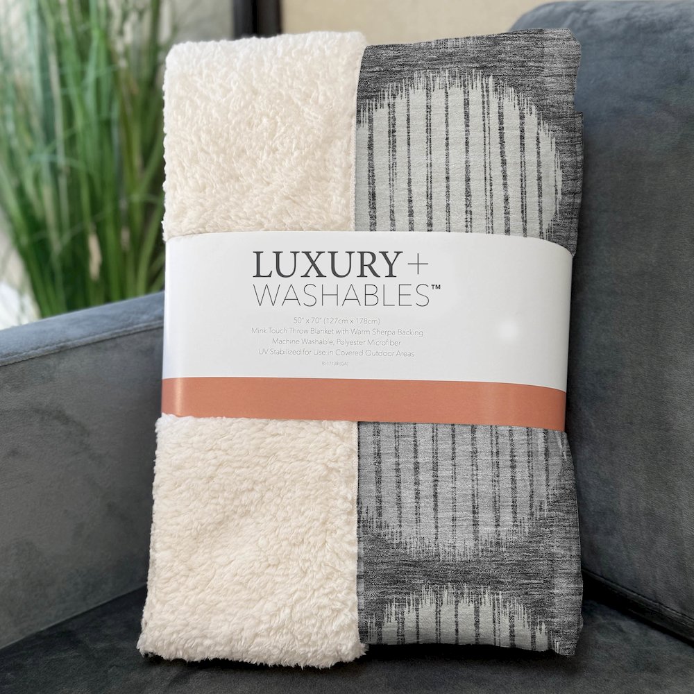Premium Machine Washable ASB900 Charcoal 50" x 70" Sherpa Throw Blanket. Picture 3