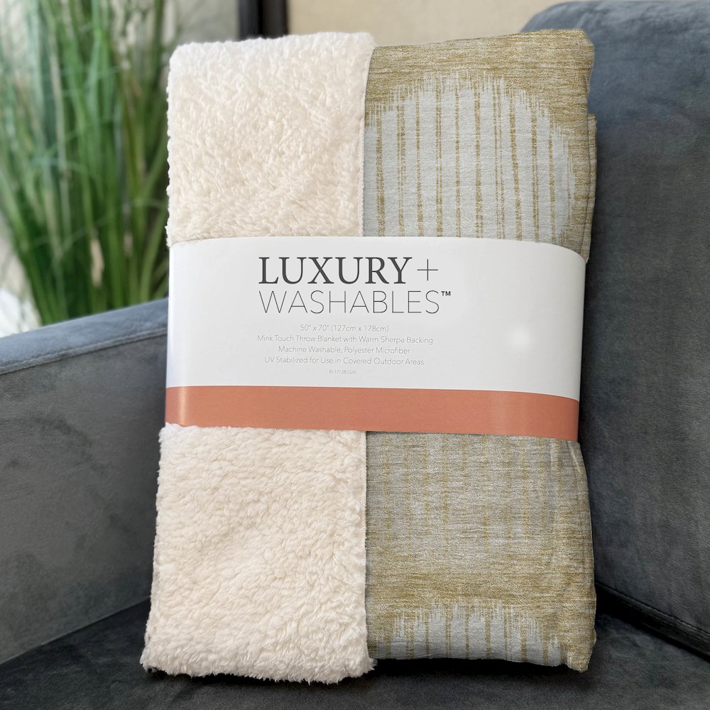 Premium Machine Washable ASB900 Gold 50" x 70" Sherpa Throw Blanket. Picture 3