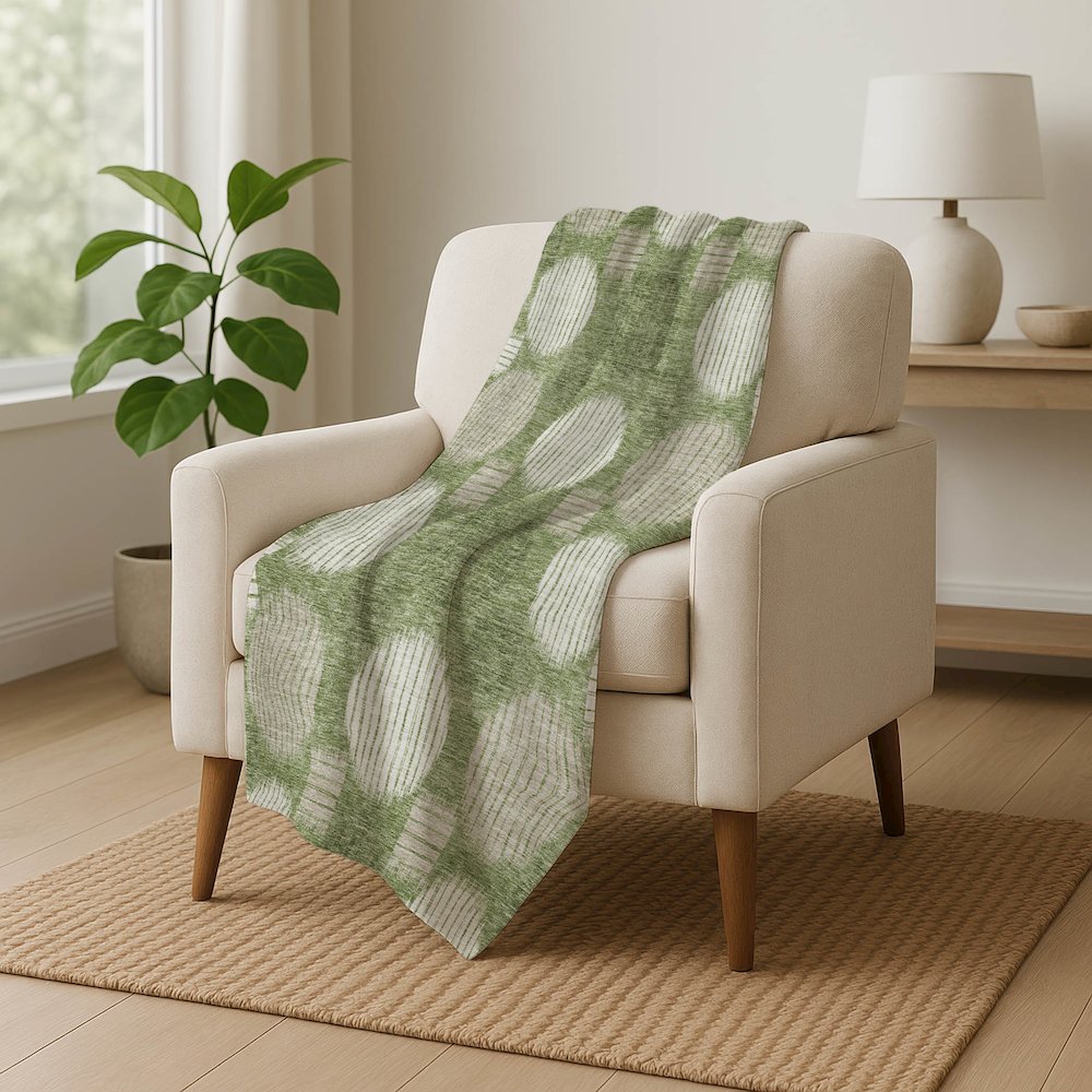 Premium Machine Washable ASB900 Green 50" x 70" Sherpa Throw Blanket. Picture 5