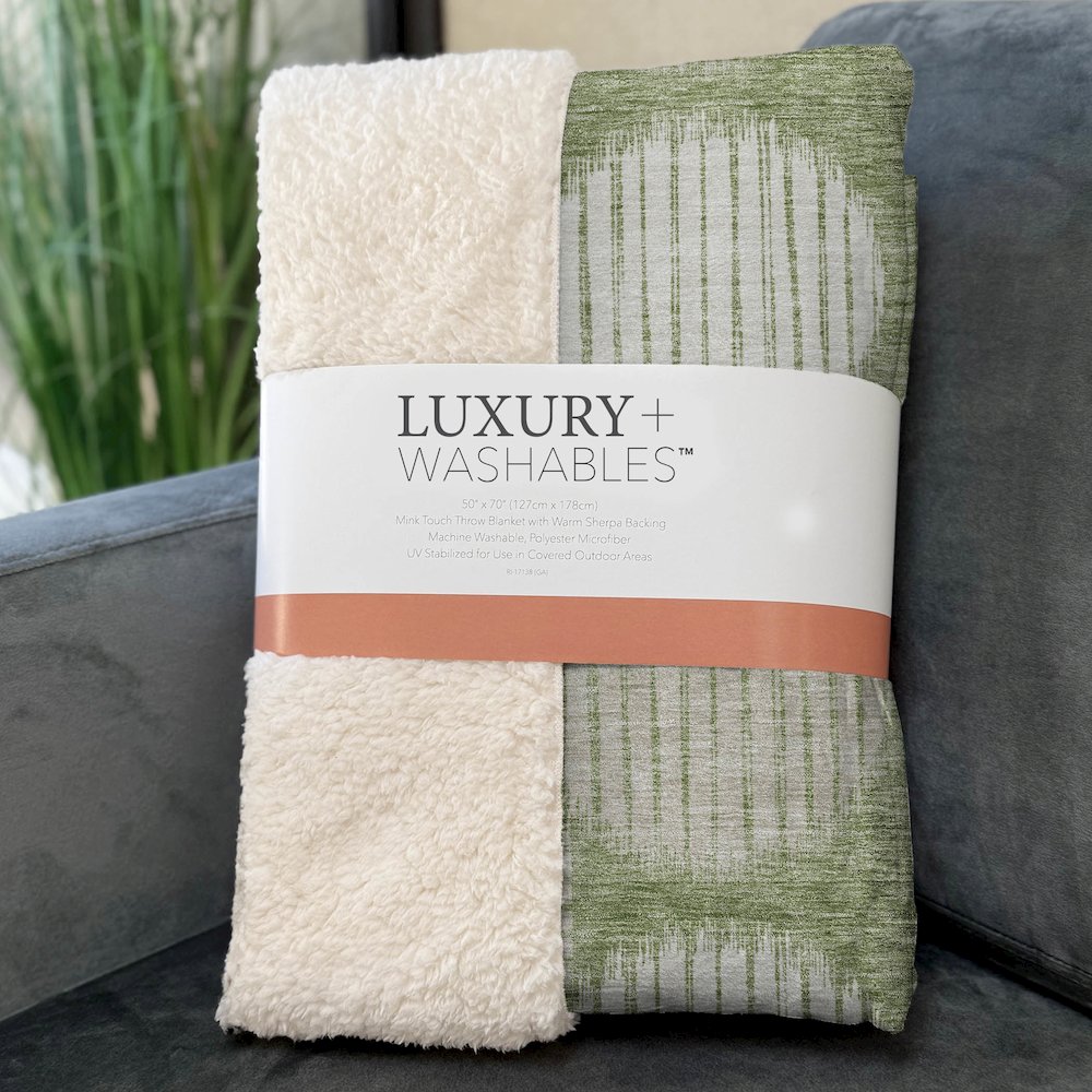 Premium Machine Washable ASB900 Green 50" x 70" Sherpa Throw Blanket. Picture 3