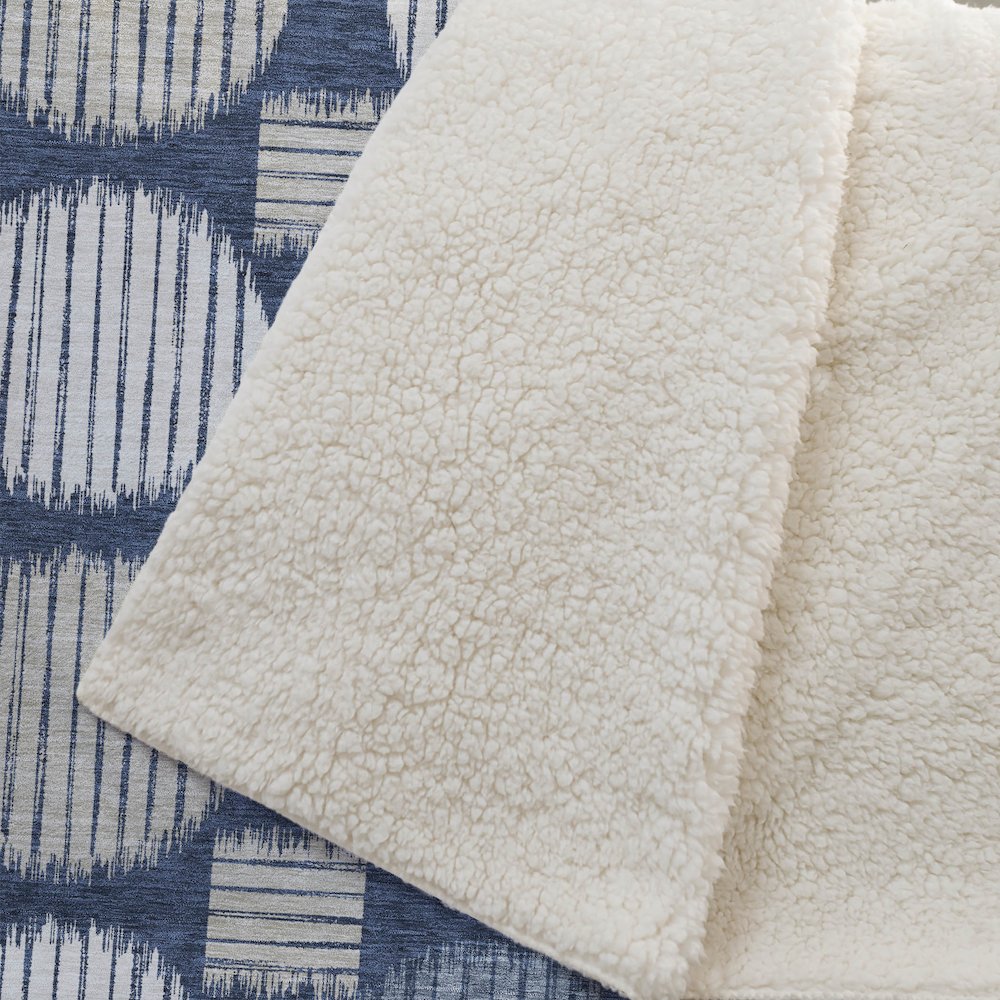 Premium Machine Washable ASB900 Navy 50" x 70" Sherpa Throw Blanket. Picture 2