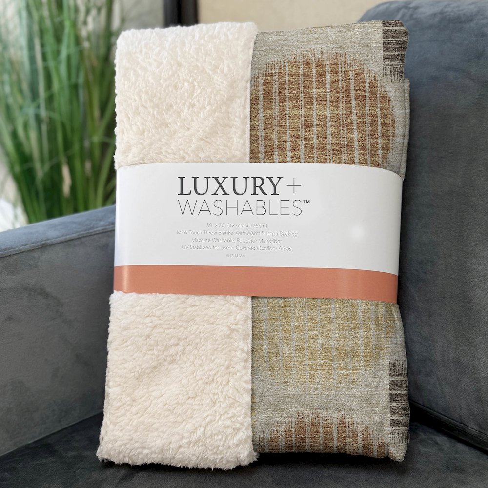 Premium Machine Washable ASB900 Tan 50" x 70" Sherpa Throw Blanket. Picture 3