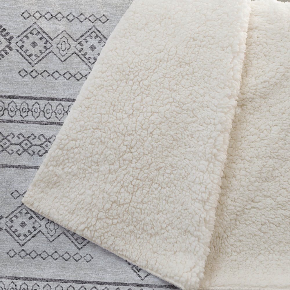 Premium Machine Washable ASB901 Beige 50" x 70" Sherpa Throw Blanket. Picture 2