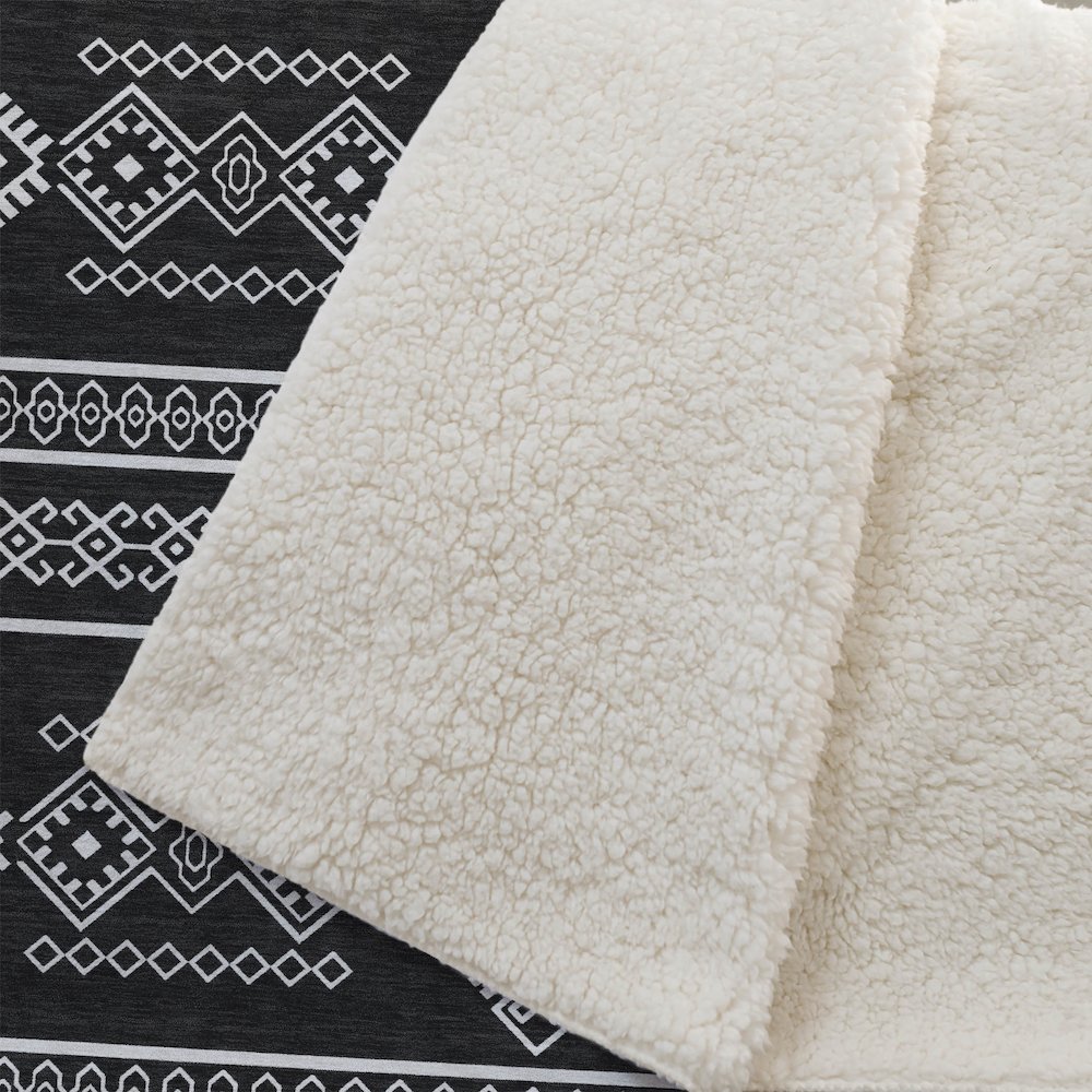 Premium Machine Washable ASB901 Black 50" x 70" Sherpa Throw Blanket. Picture 2