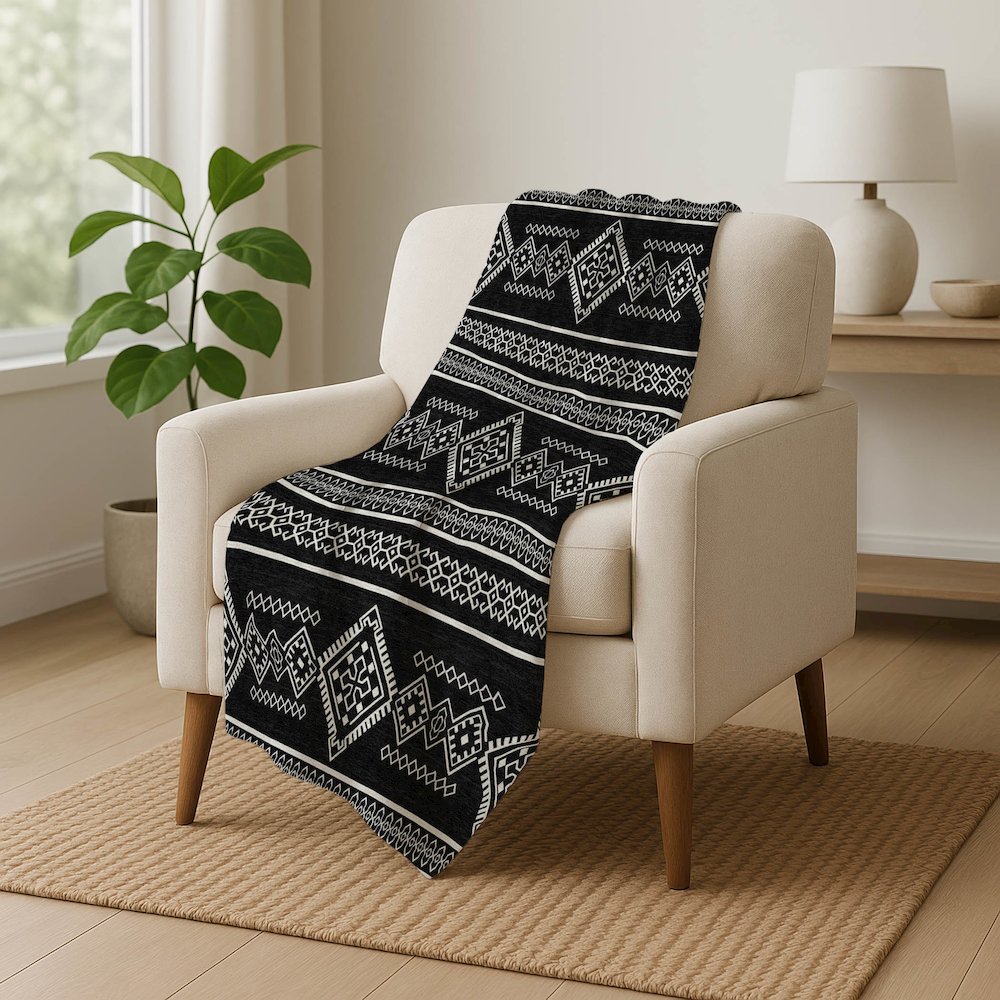 Premium Machine Washable ASB901 Black 50" x 70" Sherpa Throw Blanket. Picture 5